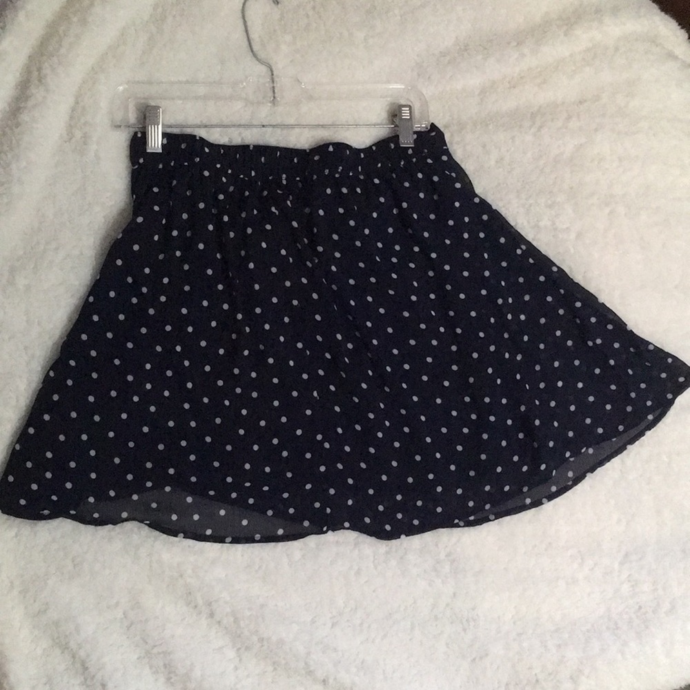 Blue and white polka dot skirt